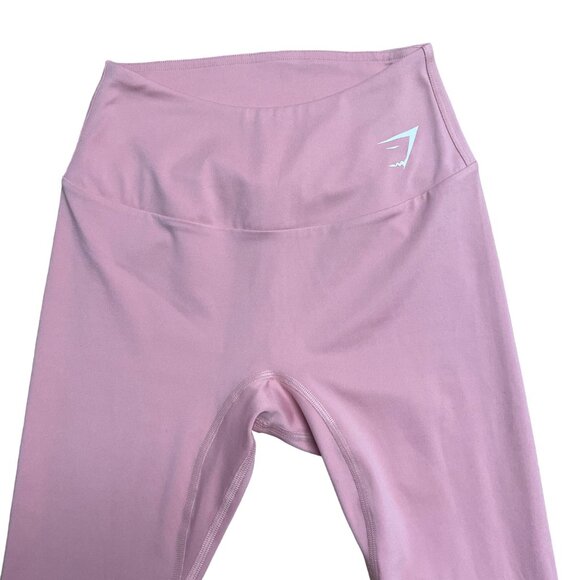 GYMSHARK LEGGINGS SOFT STRETCH WOMENS S ATHLETIC TRAINING ANKLE PINK LOGO - Picture 3 of 9